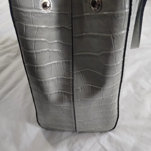 Kate Spade Gray Crocodile-Embossed Shoulder Bag - Picture 10 of 14